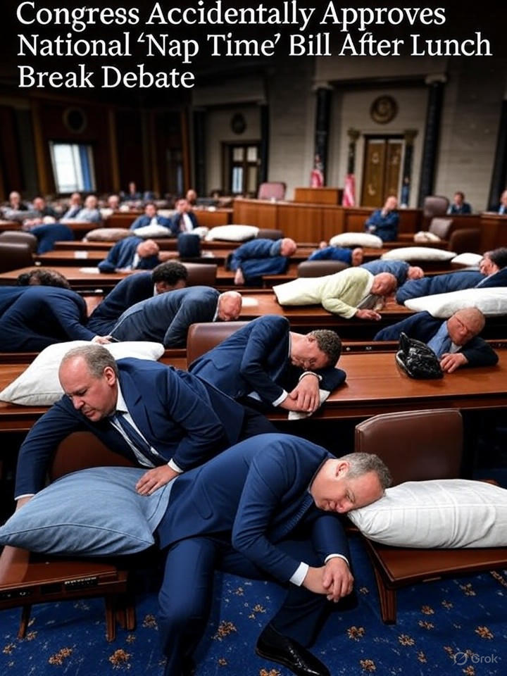 Image that is a representation of Congress Accidentally Approves National "Nap Time" Bill After Lunch Break Debate