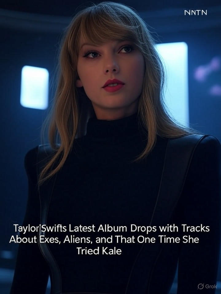 Image that is a representation of Taylor Swift's Latest Album Drops with Tracks About Exes, Aliens, and That One Time She Tried Kale
