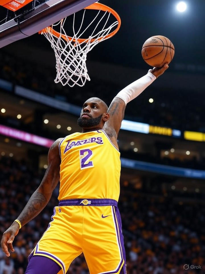 Image that is a representation of NBA Star LeBron James Invents New Dunk That Defies Gravity and Logic