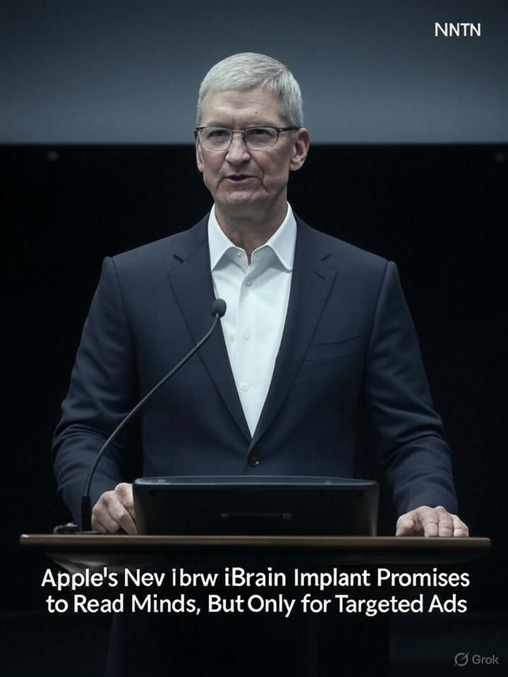 Image that is a representation of Apple's New iBrain Implant Promises to Read Minds, But Only for Targeted Ads
