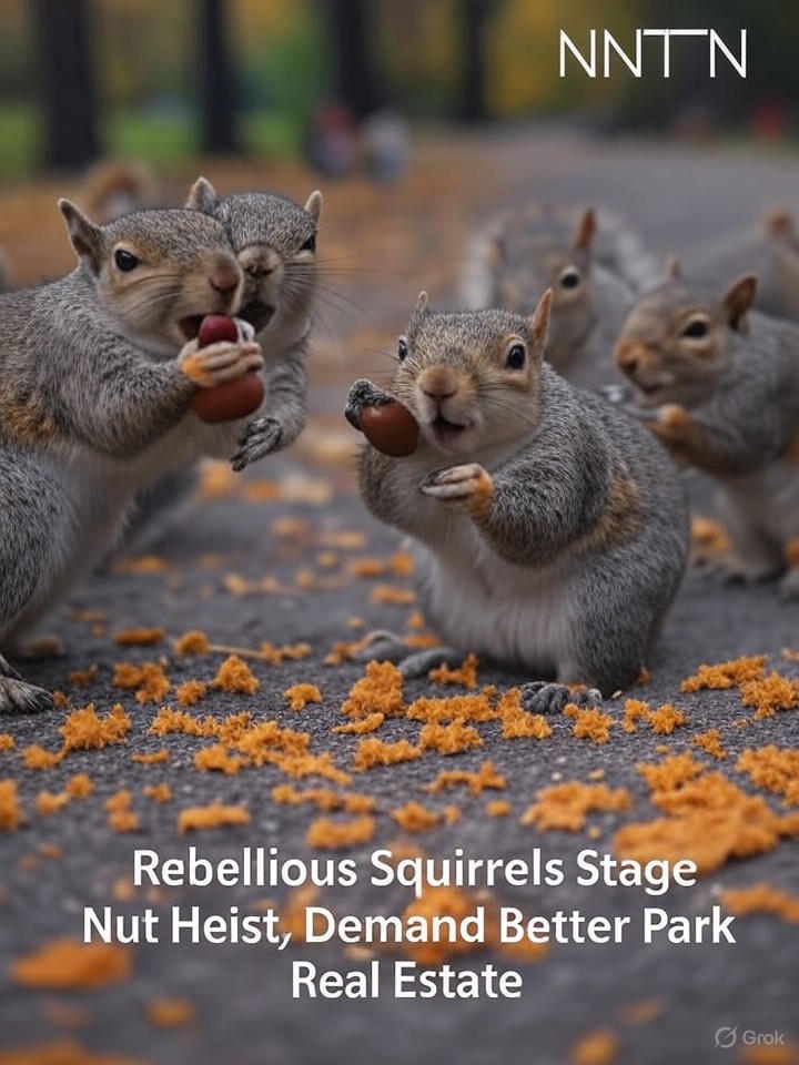 Image that is a representation of Rebellious Squirrels Stage Nut Heist, Demand Better Park Real Estate