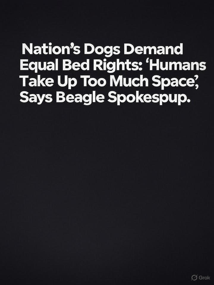 Image that is a representation of Nation’s Dogs Demand Equal Bed Rights: ‘Humans Take Up Too Much Space,’ Says Beagle Spokespup