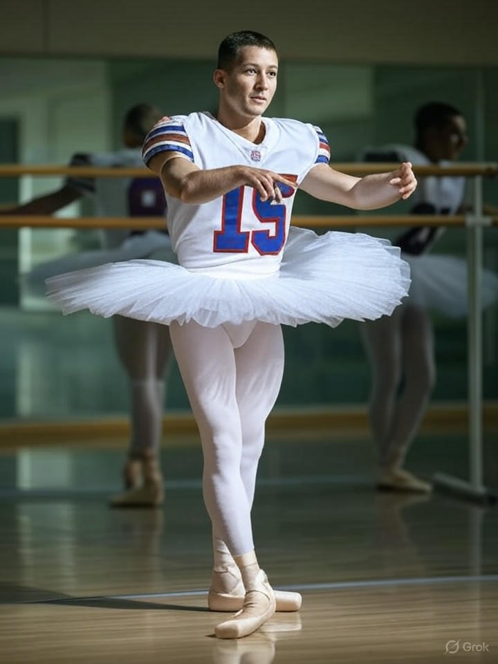 Image that is a representation of NFL Star Quarterback Trades Cleats for Ballet Shoes, Claims It Improves His Footwork
