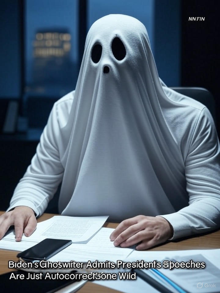 Image that is a representation of Biden's Ghostwriter Admits President's Speeches Are Just Autocorrect Gone Wild