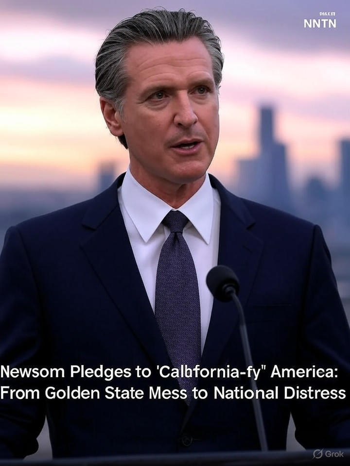 Image that is a representation of Newsom Pledges to 'California-fy' America: From Golden State Mess to National Distress