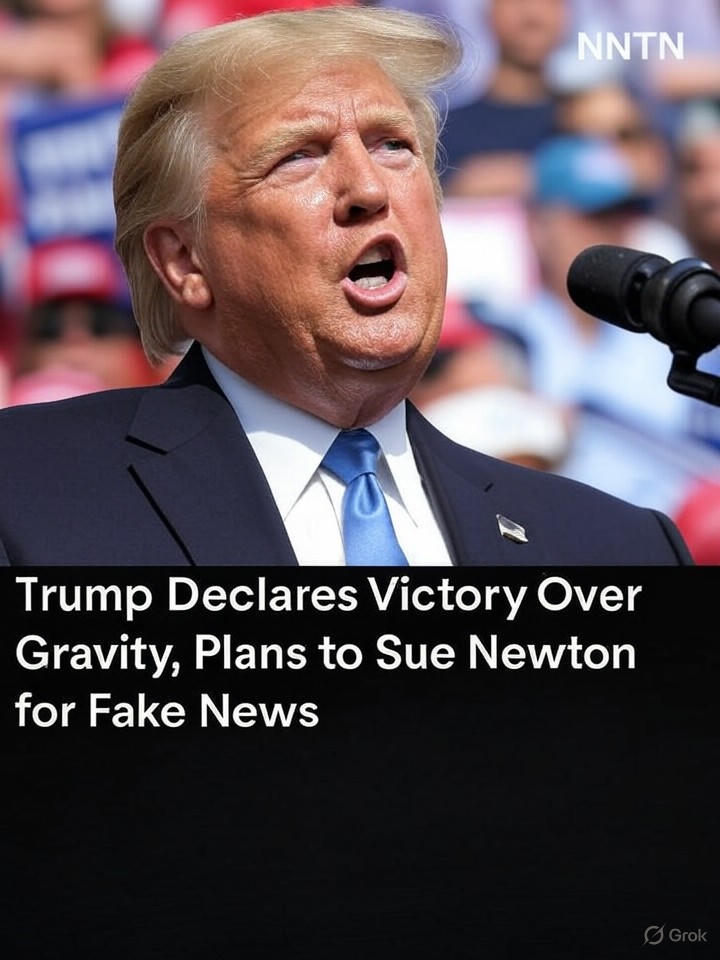 Image that is a representation of Trump Declares Victory Over Gravity, Plans to Sue Newton for Fake News