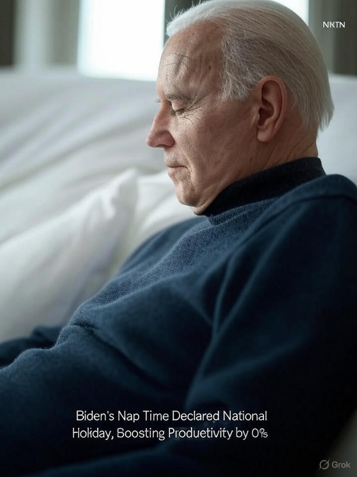 Image that is a representation of Biden's Nap Time Declared National Holiday, Boosting Productivity by 0%