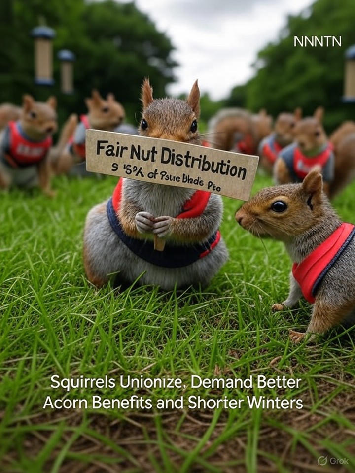 Image that is a representation of Squirrels Unionize, Demand Better Acorn Benefits and Shorter Winters