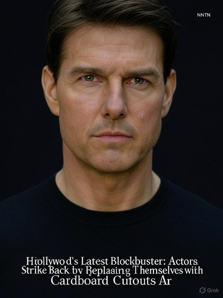 Image that is a representation of Hollywood's Latest Blockbuster: Actors Strike Back by Replacing Themselves with Cardboard Cutouts