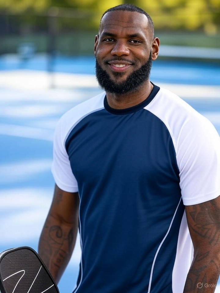Image that is a representation of NBA Star LeBron James Retires to Become Professional Pickleball Prodigy, Cites 'Less Running' as Key Factor