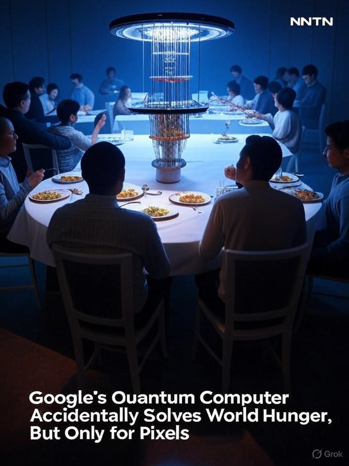Image that is a representation of Google's Quantum Computer Accidentally Solves World Hunger, But Only for Pixels