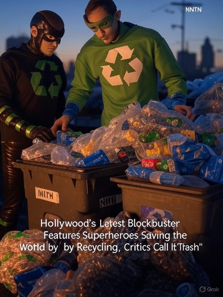 Image that is a representation of Hollywood's Latest Blockbuster Features Superheroes Saving the World by Recycling, Critics Call It 'Trash'