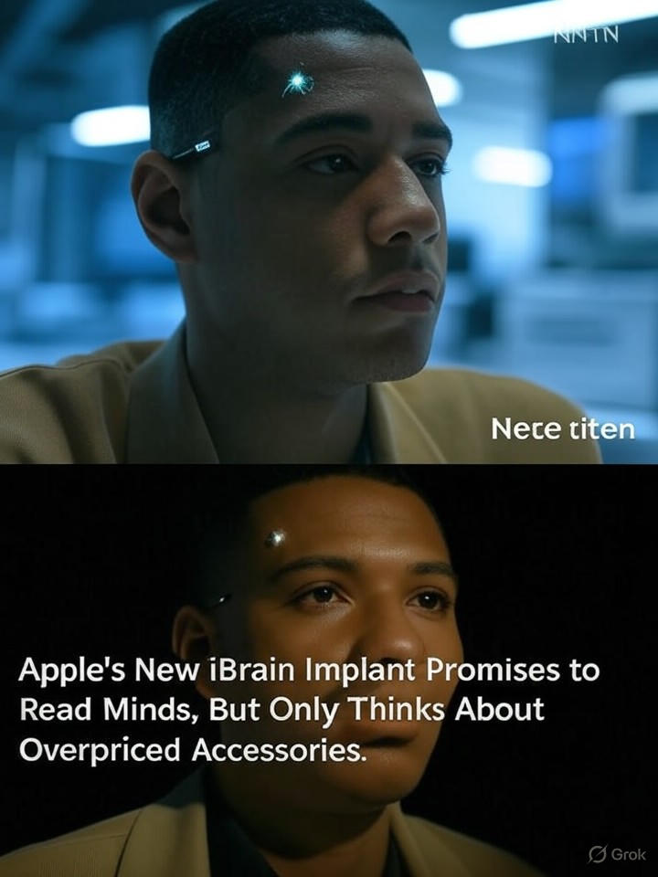 Image that is a representation of Apple's New iBrain Implant Promises to Read Minds, But Only Thinks About Overpriced Accessories
