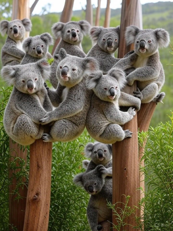 Image that is a representation of Rebellious Koalas Stage Sit-In at Eucalyptus Farm, Demand Better Leaf Quality and Nap Time