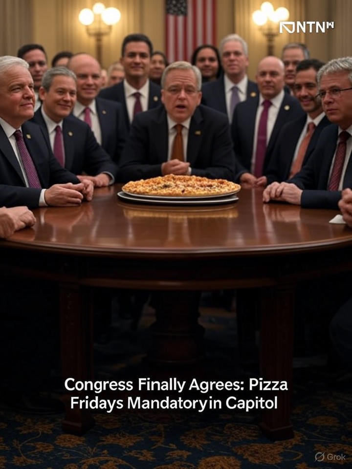 Image that is a representation of Congress Finally Agrees: Pizza Fridays Mandatory in Capitol