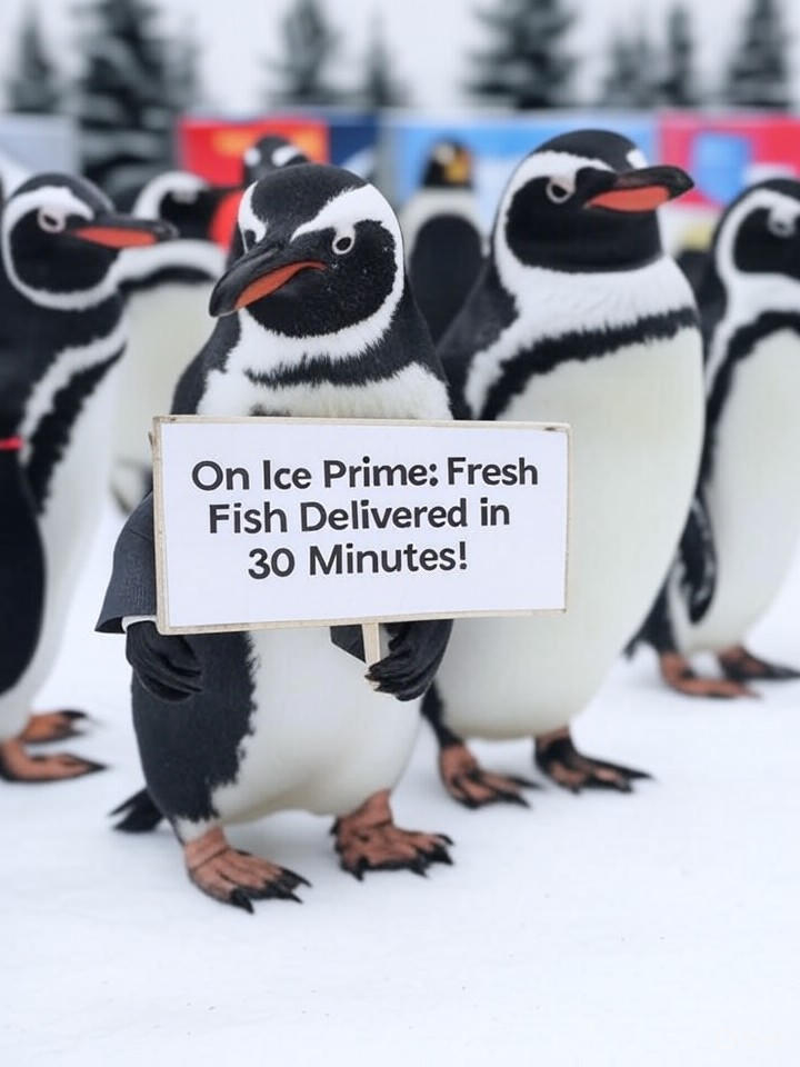 Image that is a representation of Zoo Penguins Flip the Script: Launch 'On Ice Prime' for 30-Minute Fish Deliveries