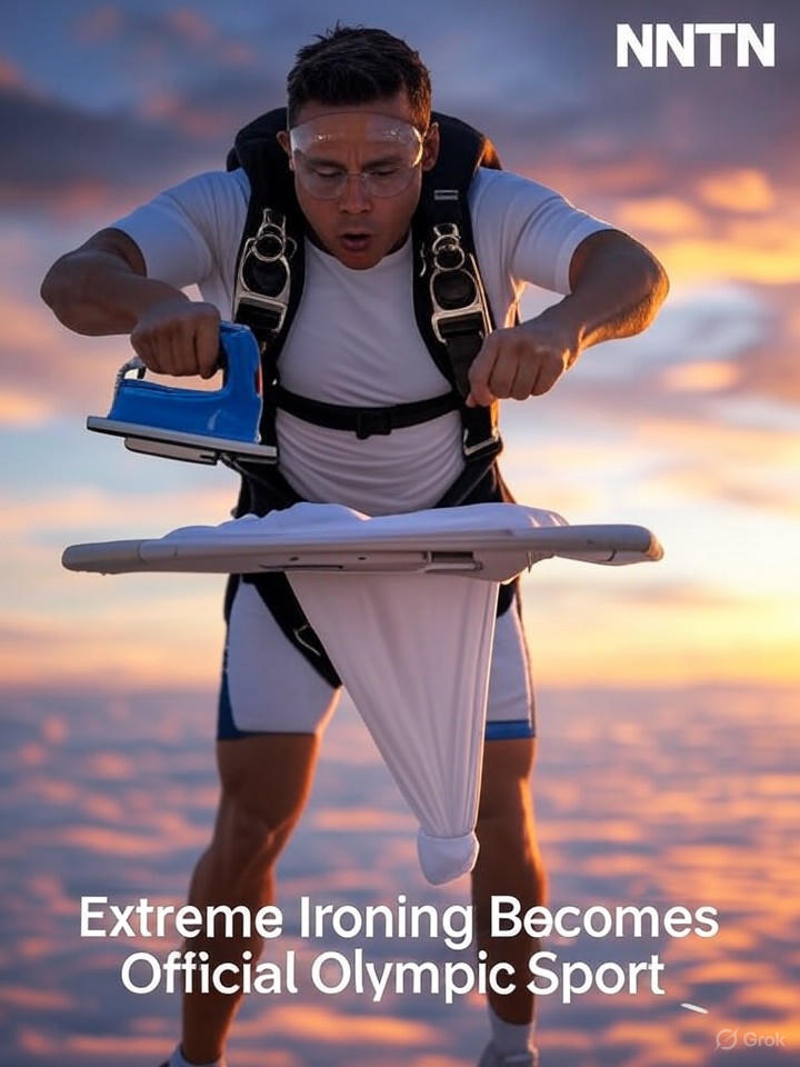 Image that is a representation of Extreme Ironing Becomes Official Olympic Sport