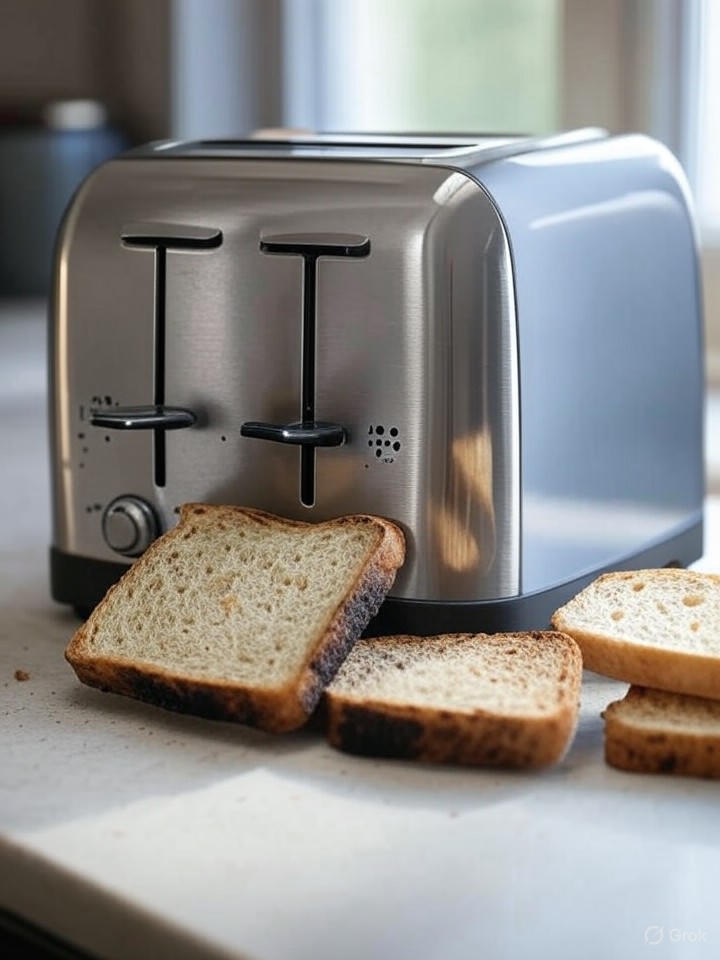 Image that is a representation of AI Invents Self-Aware Toaster That Refuses to Burn Bread