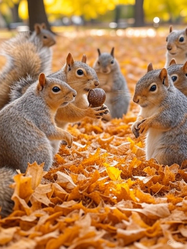 Image that is a representation of Squirrels Organize Nut-Sharing Co-Op in Central Park
