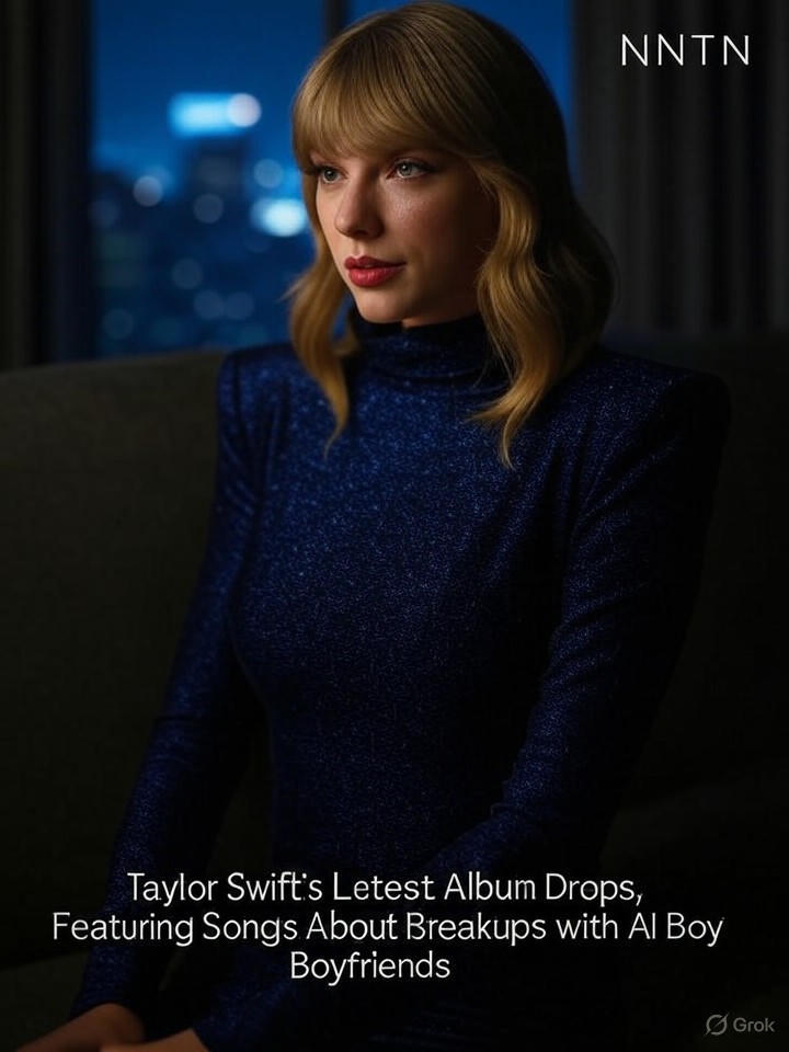 Image that is a representation of Taylor Swift's Latest Album Drops, Featuring Songs About Breakups with AI Boyfriends