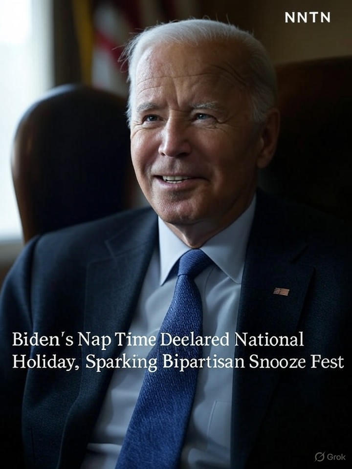 Image that is a representation of Biden's Nap Time Declared National Holiday, Sparking Bipartisan Snooze Fest