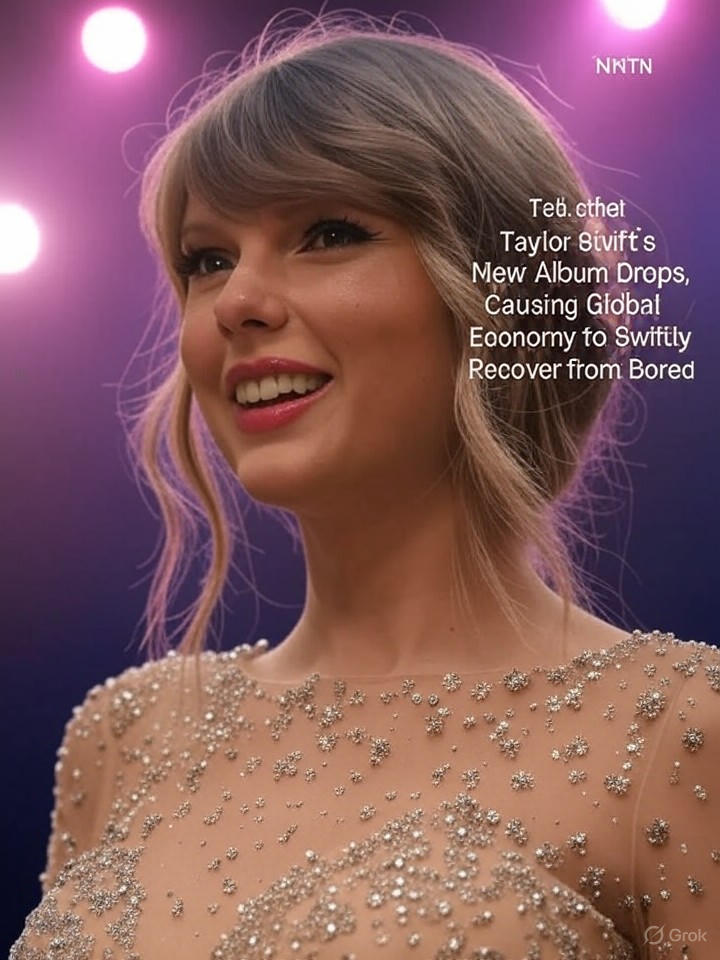 Image that is a representation of Taylor Swift's New Album Drops, Causing Global Economy to Swiftly Recover from Boredom