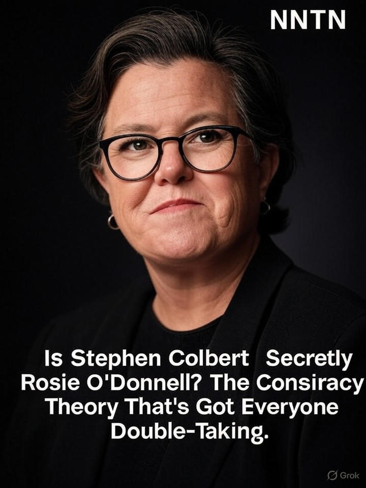 Image that is a representation of Is Stephen Colbert Secretly Rosie O'Donnell? The Conspiracy Theory That's Got Everyone Double-Taking