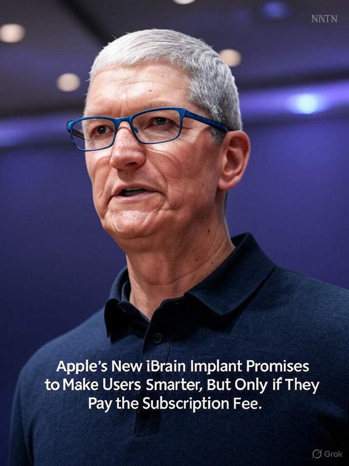Image that is a representation of Apple's New iBrain Implant Promises to Make Users Smarter, But Only If They Pay the Subscription Fee