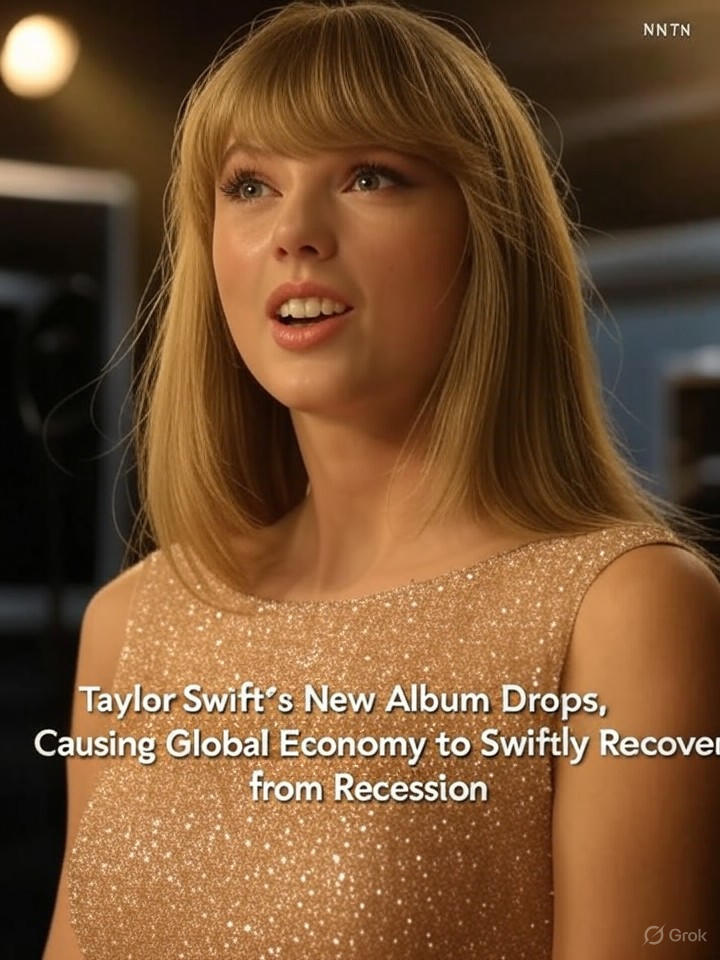 Image that is a representation of Taylor Swift's New Album Drops, Causing Global Economy to Swiftly Recover from Recession