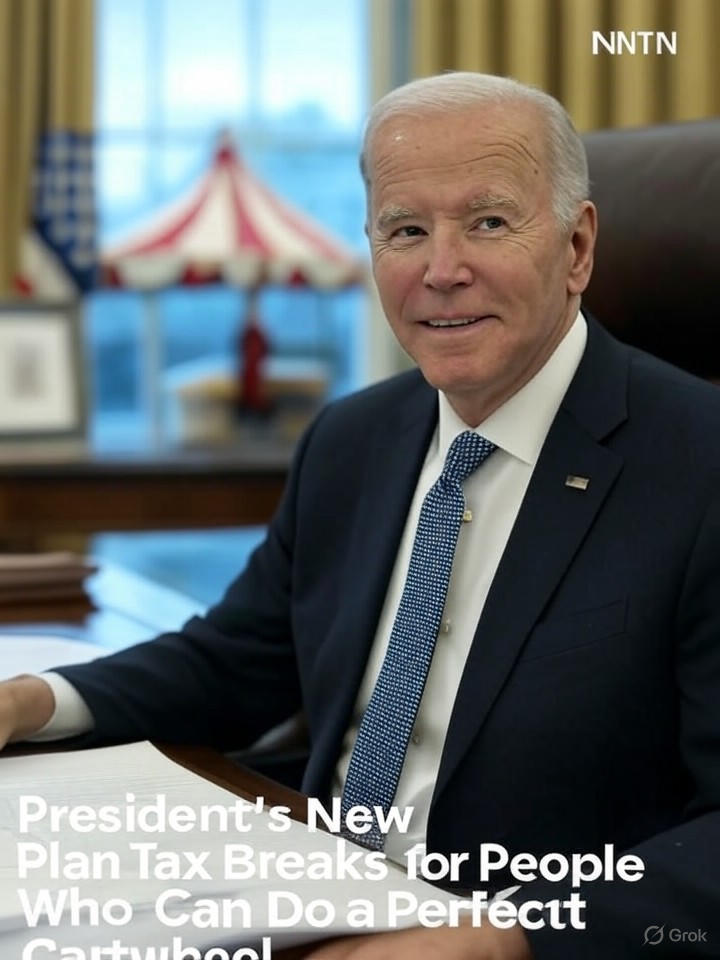 Image that is a representation of President's New Plan: Tax Breaks for People Who Can Do a Perfect Cartwheel