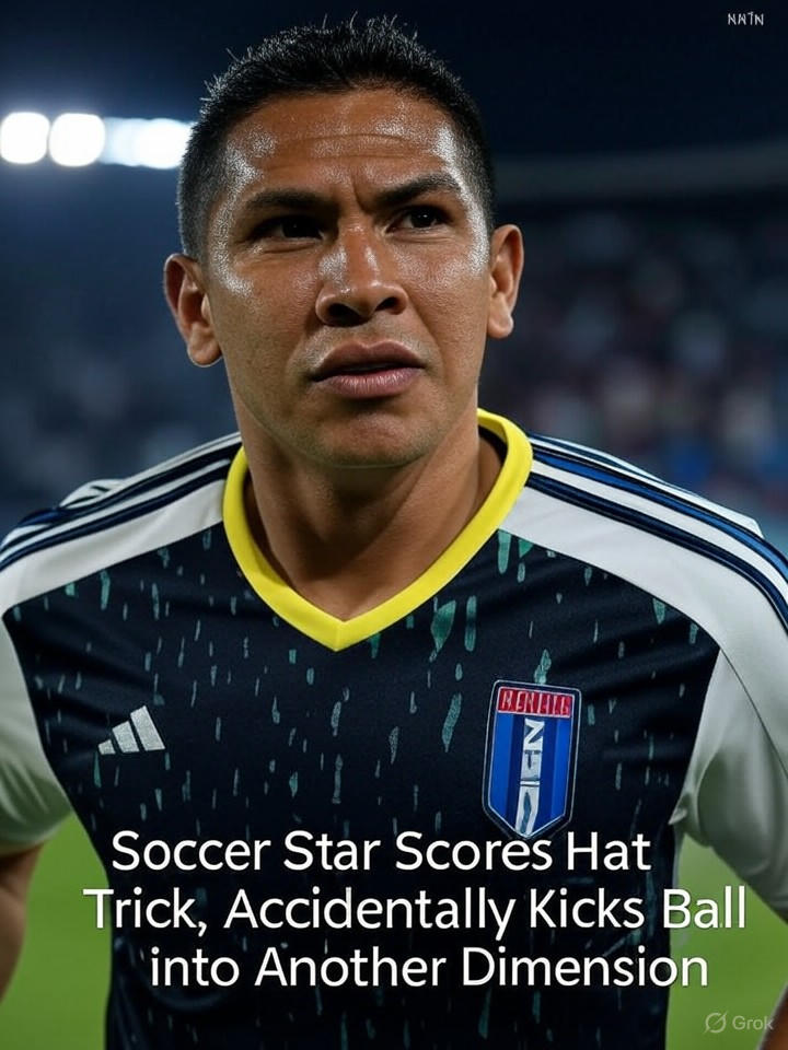 Image that is a representation of Soccer Star Scores Hat Trick, Accidentally Kicks Ball into Another Dimension