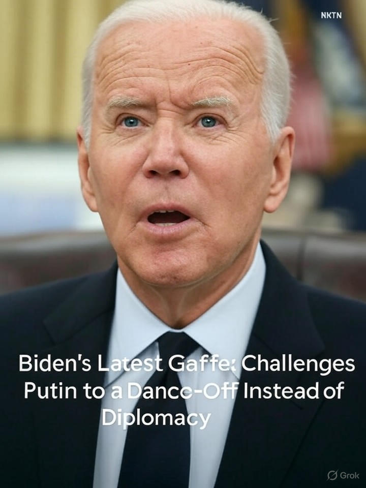 Image that is a representation of Biden's Latest Gaffe: Challenges Putin to a Dance-Off Instead of Diplomacy