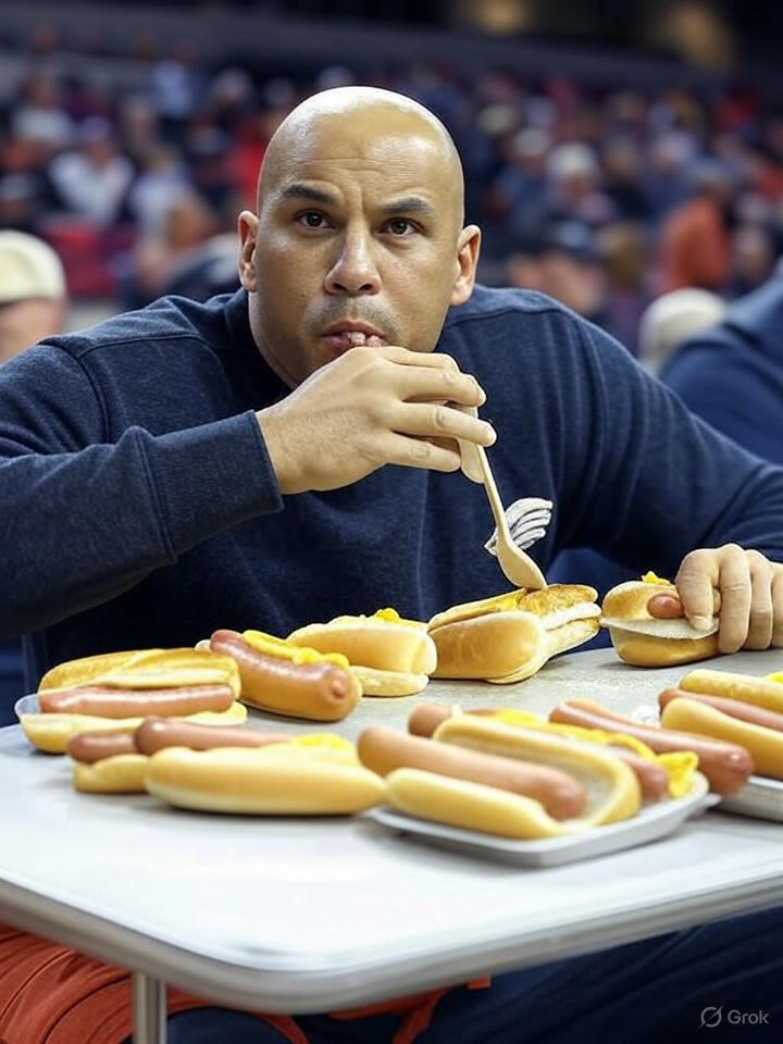 Image that is a representation of NFL Quarterback Retires to Become Professional Hot Dog Eater, Cites 'More Fulfilling Tackles'