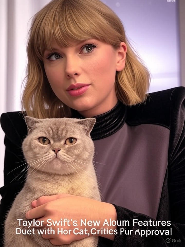Image that is a representation of Taylor Swift's New Album Features Duet with Her Cat, Critics Purr in Approval