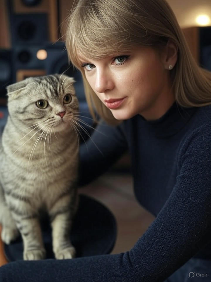Image that is a representation of Taylor Swift's New Album Features Duet with Her Cat, Critics Purr in Approval