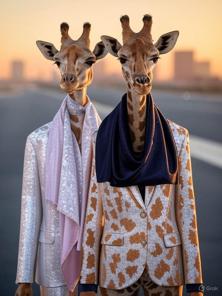 Image that is a representation of Giraffes Launch High-Fashion Line, Necks Extended for Runway Dominance