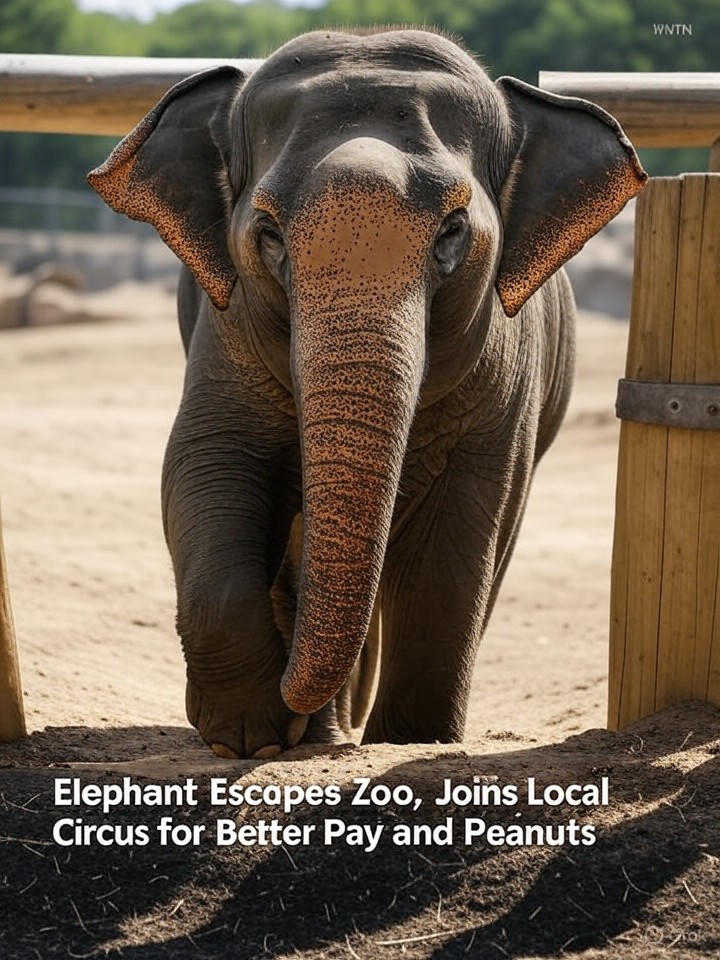 Image that is a representation of Elephant Escapes Zoo, Joins Local Circus for Better Pay and Peanuts
