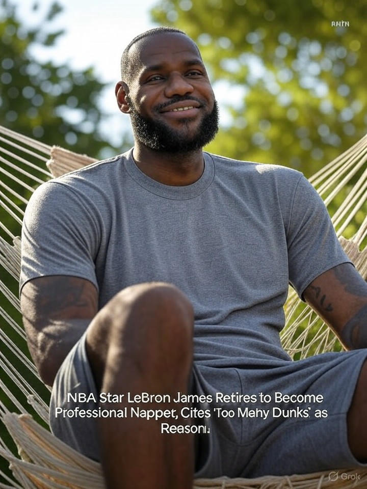 Image that is a representation of NBA Star LeBron James Retires to Become Professional Napper, Cites 'Too Many Dunks' as Reason