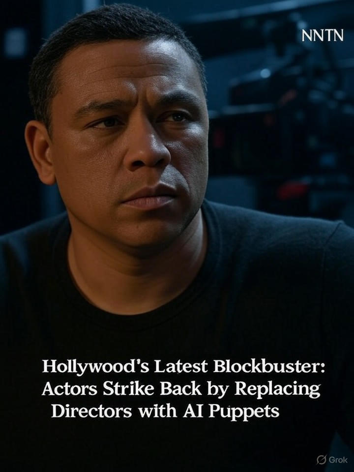 Image that is a representation of Hollywood's Latest Blockbuster: Actors Strike Back by Replacing Directors with AI Puppets