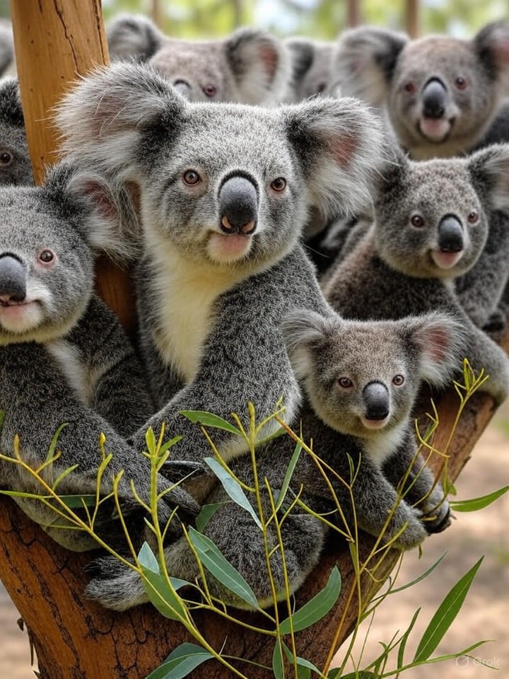 Image that is a representation of Rebellious Koalas Stage Sit-In at Eucalyptus Farm, Demand Better Leaf Quality