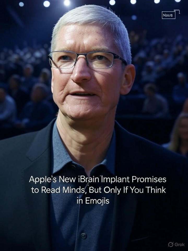 Image that is a representation of Apple's New iBrain Implant Promises to Read Minds, But Only If You Think in Emojis