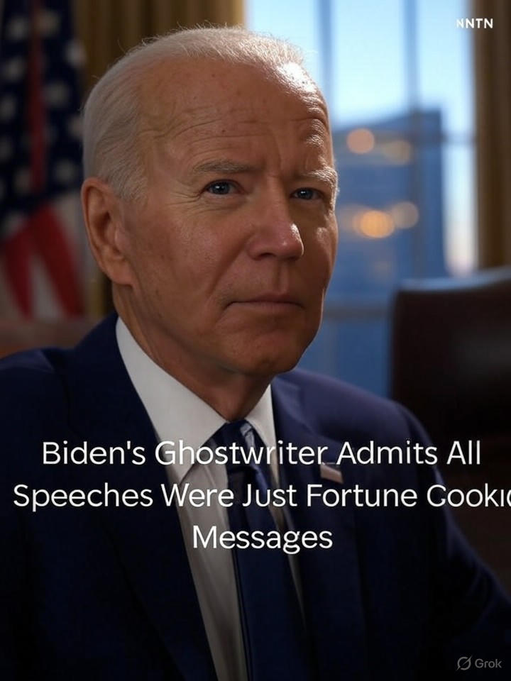 Image that is a representation of Biden's Ghostwriter Admits All Speeches Were Just Fortune Cookie Messages