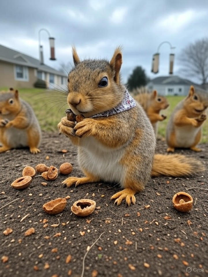 Image that is a representation of Rebellious Squirrels Organize Nut Heist, Blame Climate Change for Hoarding Shortages