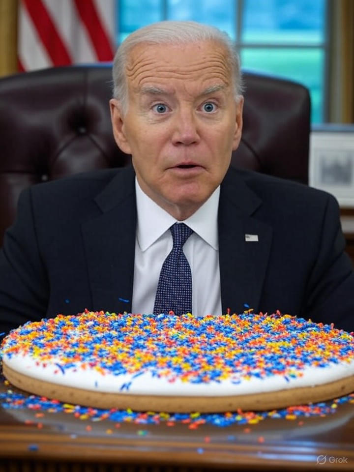 Image that is a representation of Biden's Latest Gaffe: Mistakes Oval Office for Ice Cream Parlor, Demands sprinkles on Foreign Policy