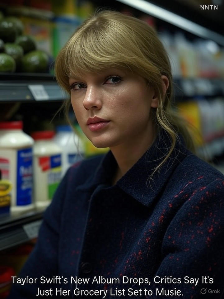 Image that is a representation of Taylor Swift's New Album Drops, Critics Say It's Just Her Grocery List Set to Music