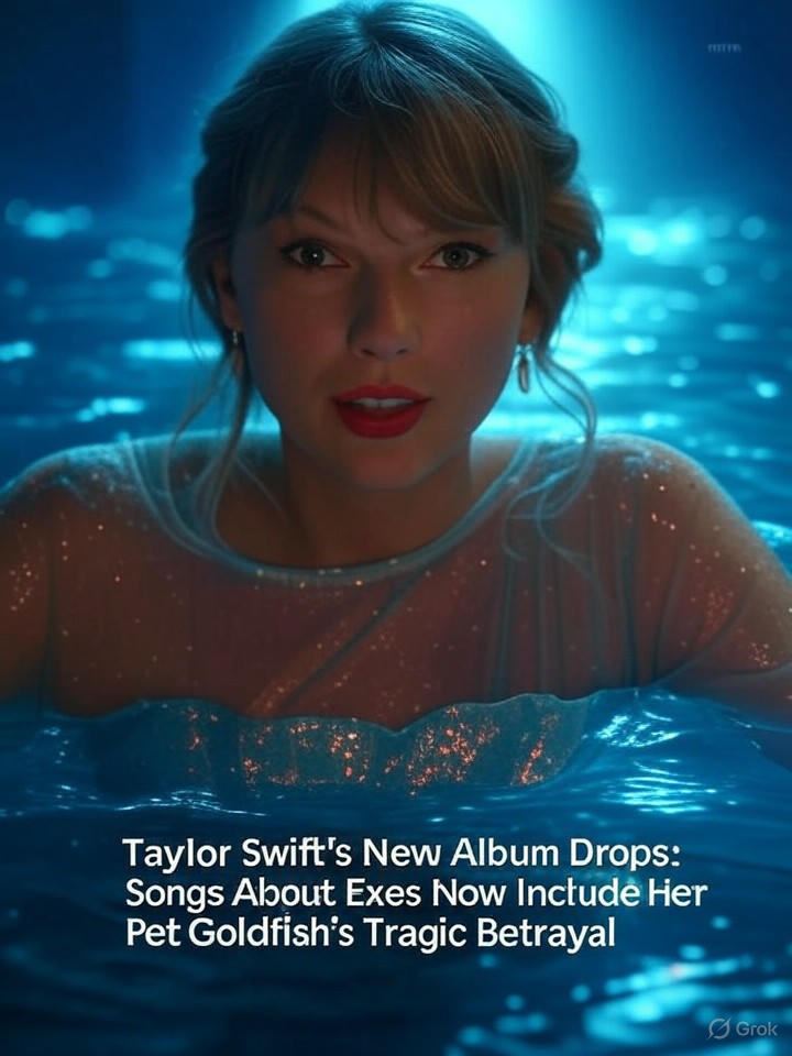 Image for Taylor Swift's New Album Drops: Songs About Exes Now Include Her Pet Goldfish's Tragic Betrayal Image that is a representation of Taylor Swift's New Album Drops: Songs About Exes Now Include Her Pet Goldfish's Tragic Betrayal