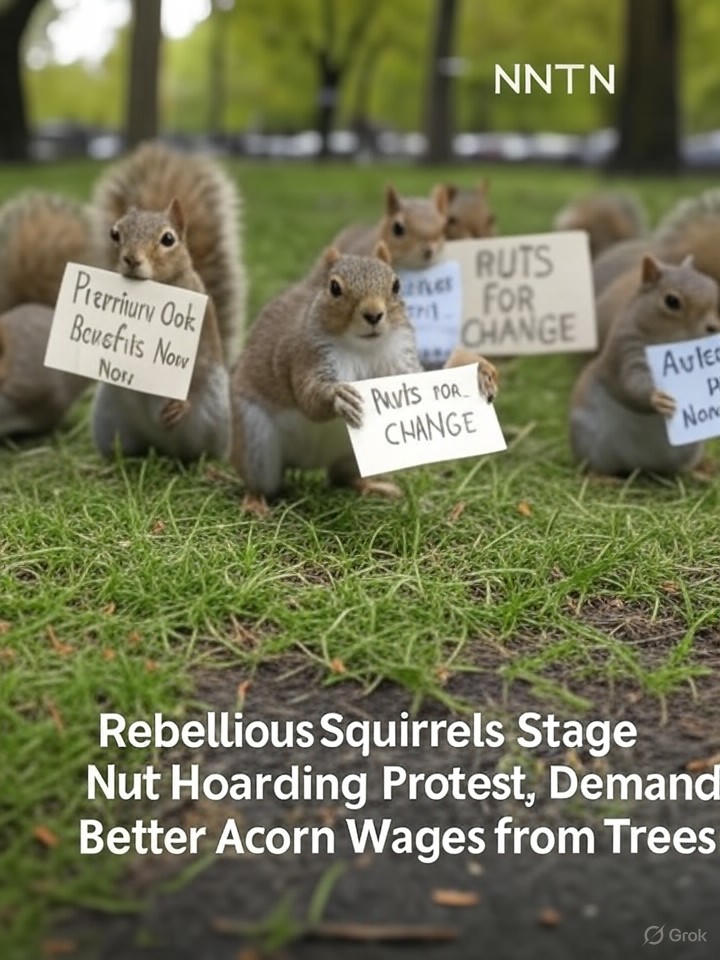 Image for Rebellious Squirrels Stage Nut Hoarding Protest, Demand Better Acorn Wages from Trees Image that is a representation of Rebellious Squirrels Stage Nut Hoarding Protest, Demand Better Acorn Wages from Trees