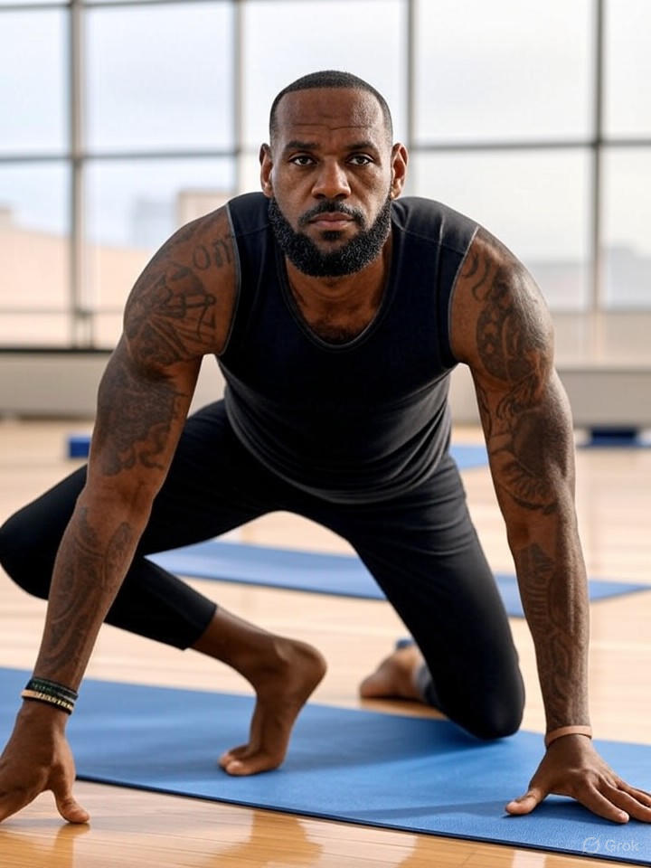 Image for NBA Star LeBron James Invents 'Basketball Yoga' to Stretch His Way to Another Championship Image that is a representation of NBA Star LeBron James Invents 'Basketball Yoga' to Stretch His Way to Another Championship