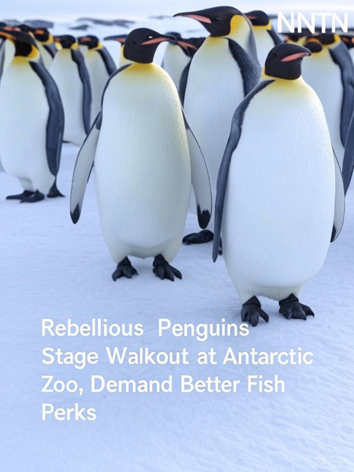 Image that is a representation of Rebellious Penguins Stage Walkout at Antarctic Zoo, Demand Better Fish Perks
