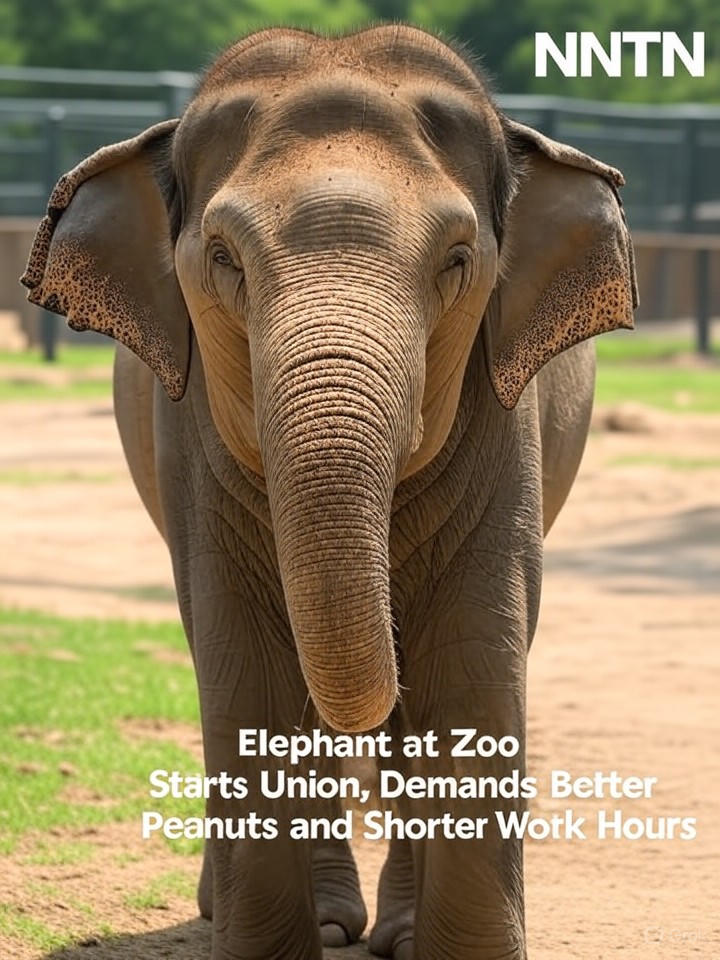 Image for Elephant at Zoo Starts Union, Demands Better Peanuts and Shorter Work Hours Image that is a representation of Elephant at Zoo Starts Union, Demands Better Peanuts and Shorter Work Hours